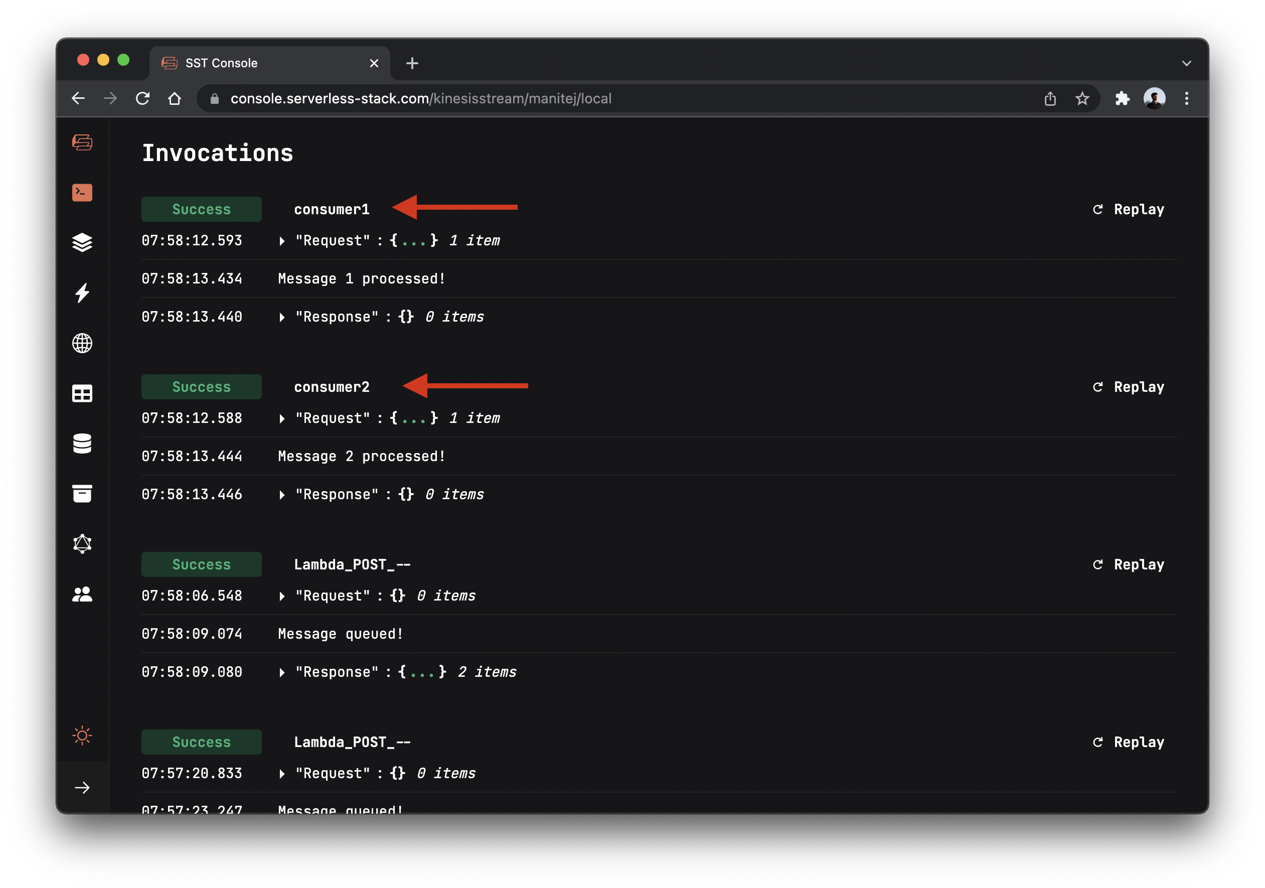 Local tab response with kinesis